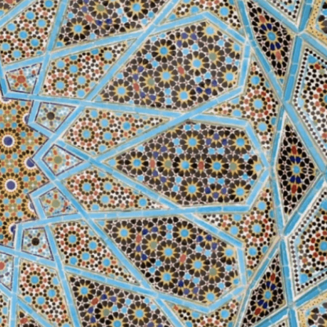 light blue pattern with other unique patterns inside.