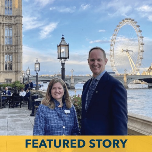 Carl Richardson and Dean Ayres standing together in front of the London Eye.