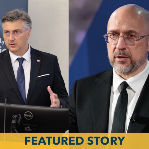Croatian Prime Minister Andrej Plenković (left) and Ukrainian Prime Minister Denys Shmyhal spoke at events hosted by the Elliott School.