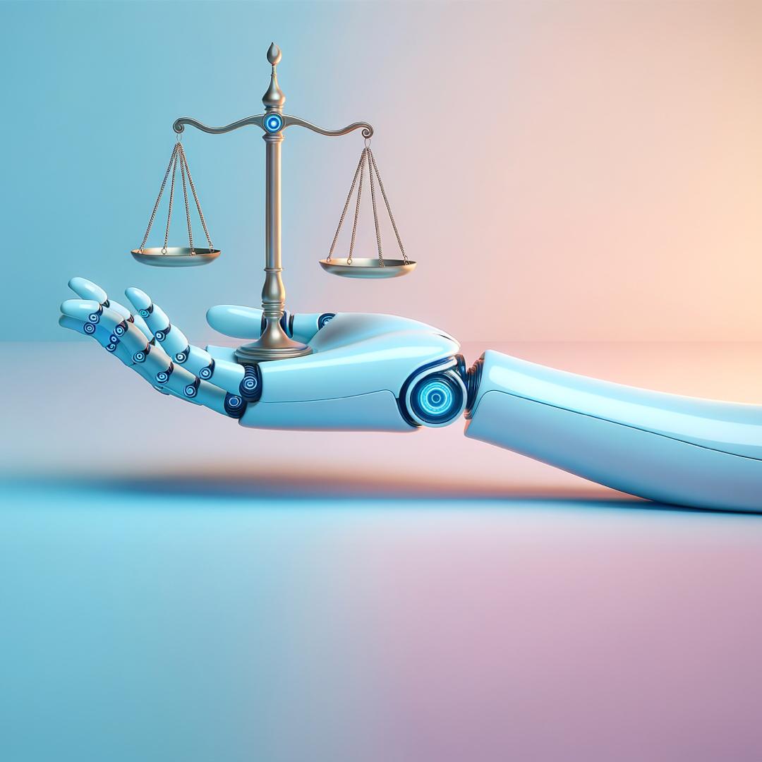 Robot hand holding a scale