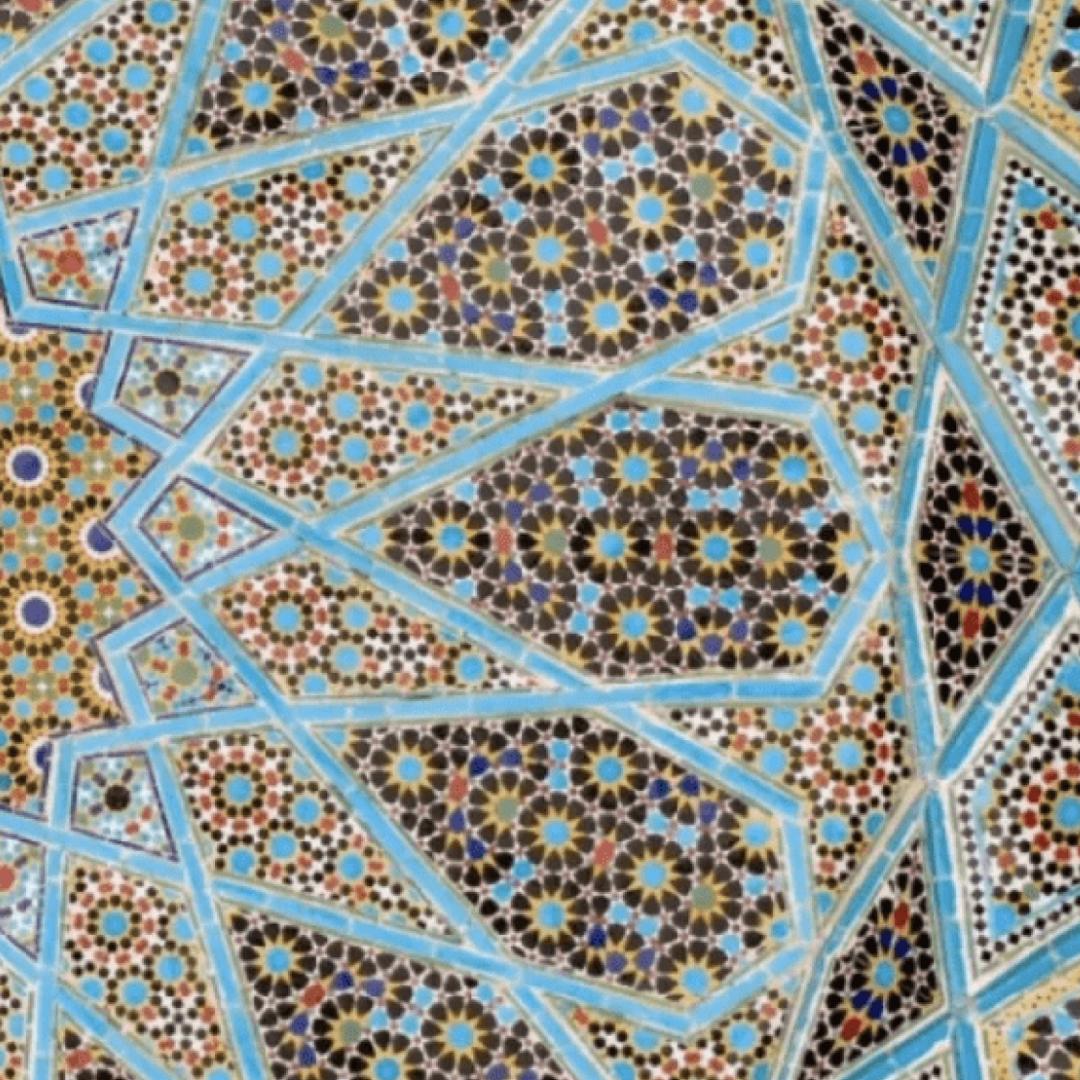 light blue pattern with other unique patterns inside.